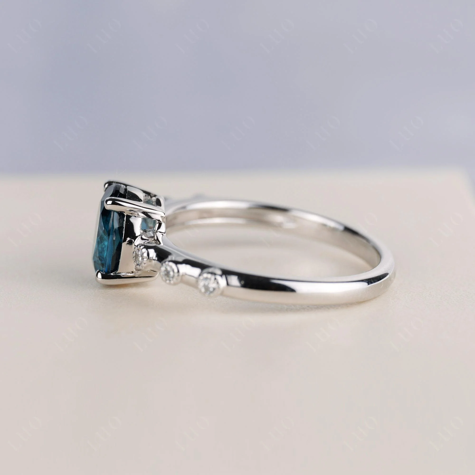 Antique Oval Cut London Blue Topaz Ring - Image 3