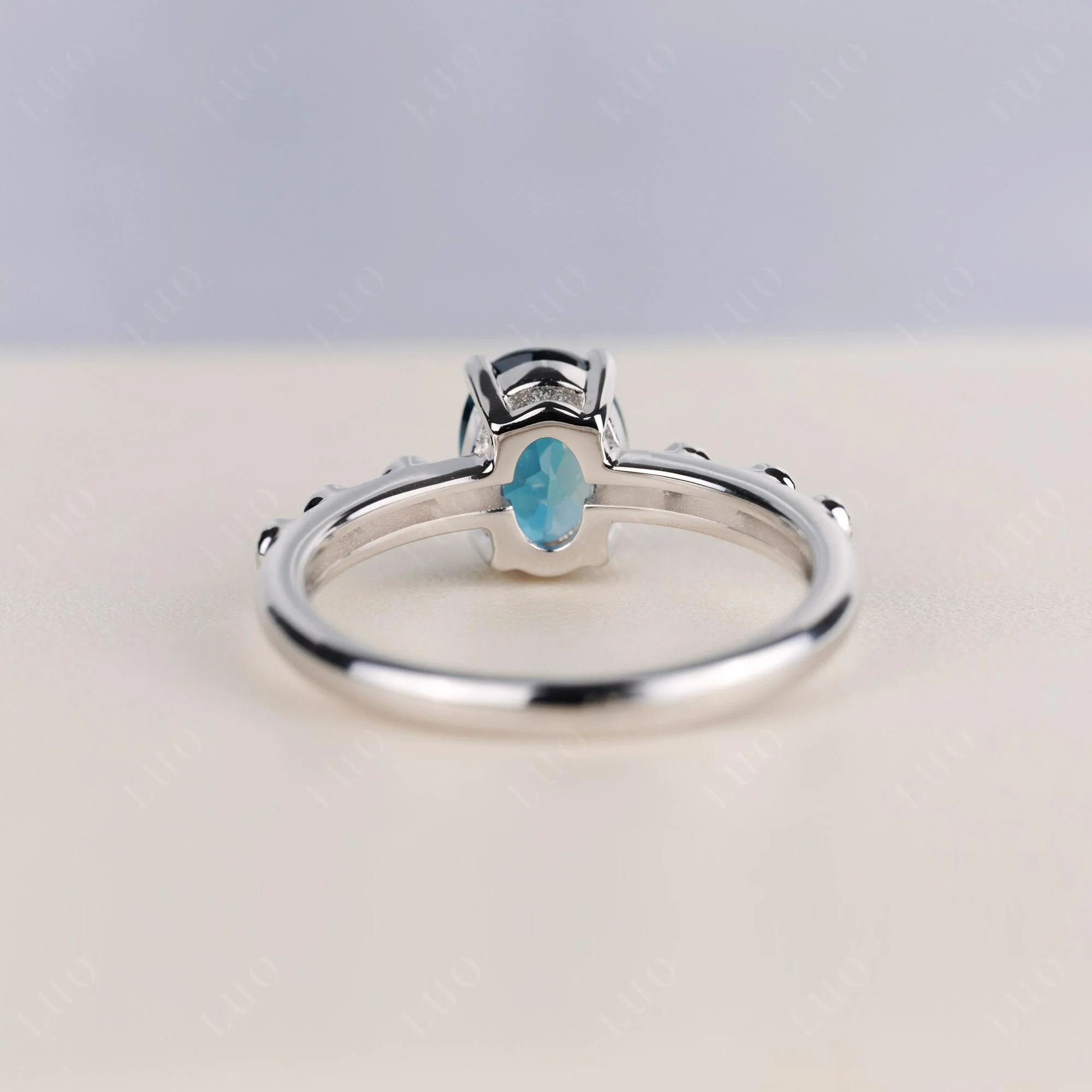 Antique Oval Cut London Blue Topaz Ring - Image 4