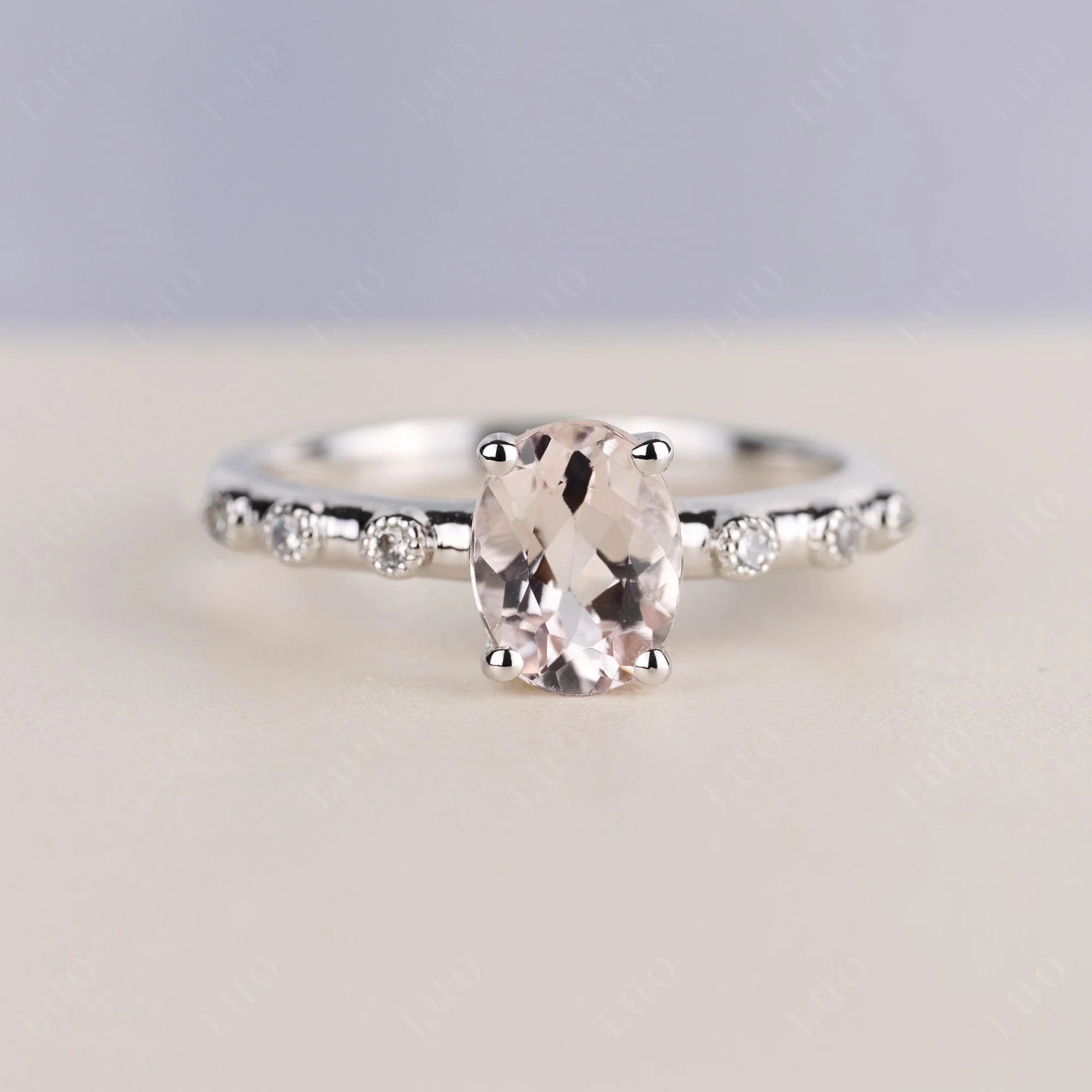 Antique Oval Cut Morganite Ring