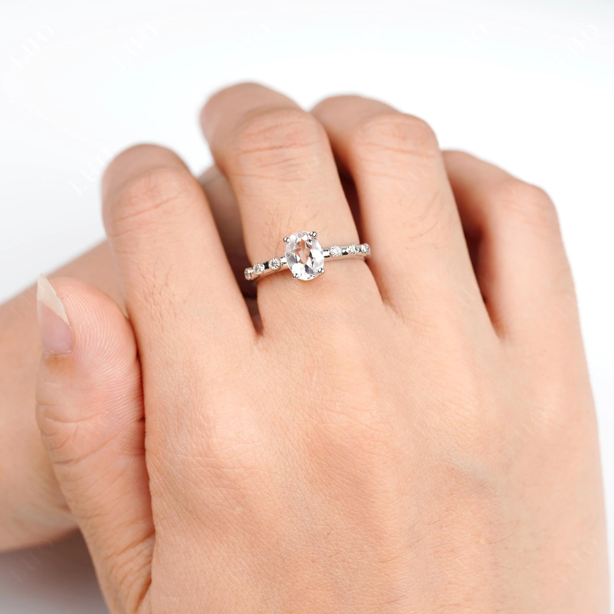Antique Oval Cut Morganite Ring - Image 5