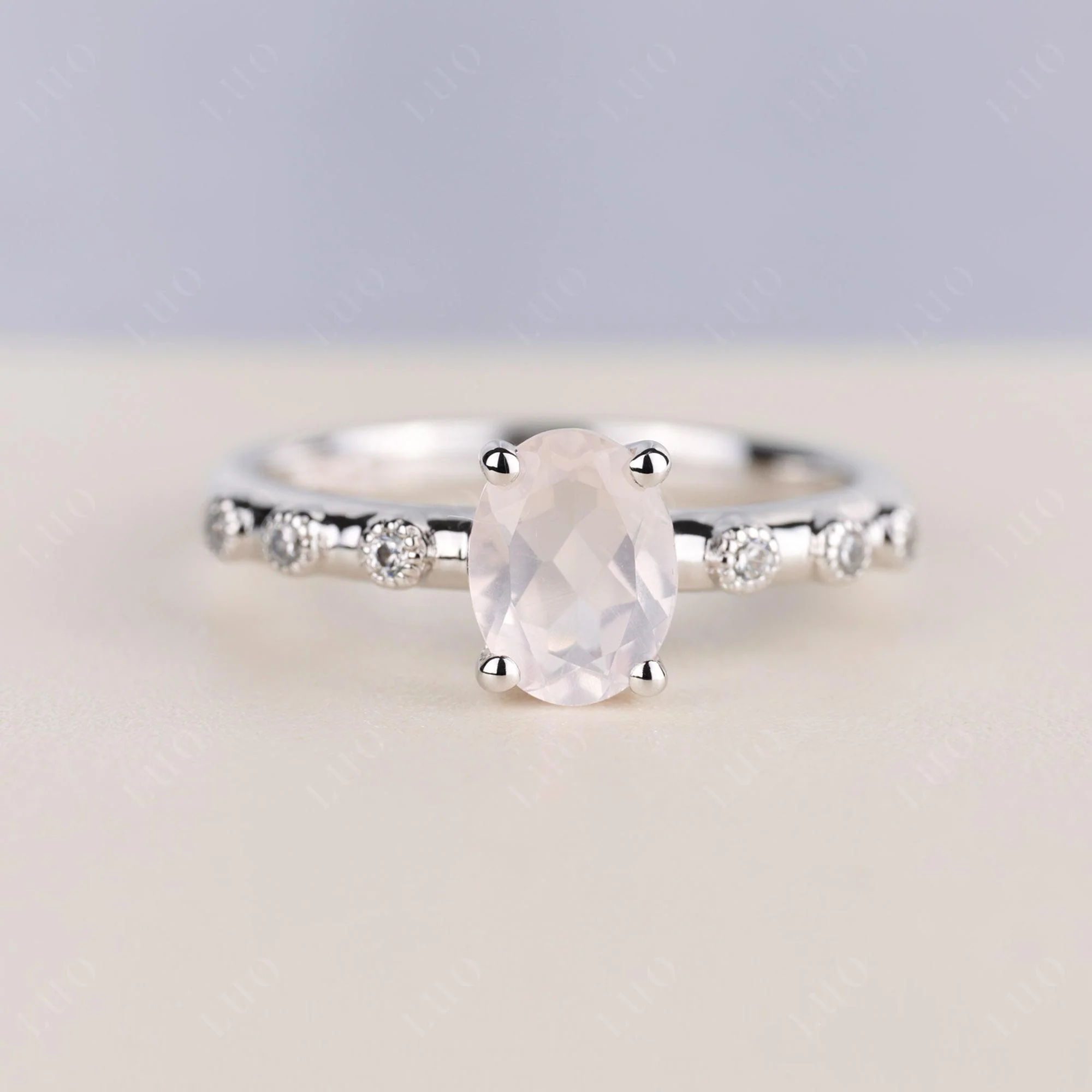 Antique Oval Cut Rose Quartz Ring