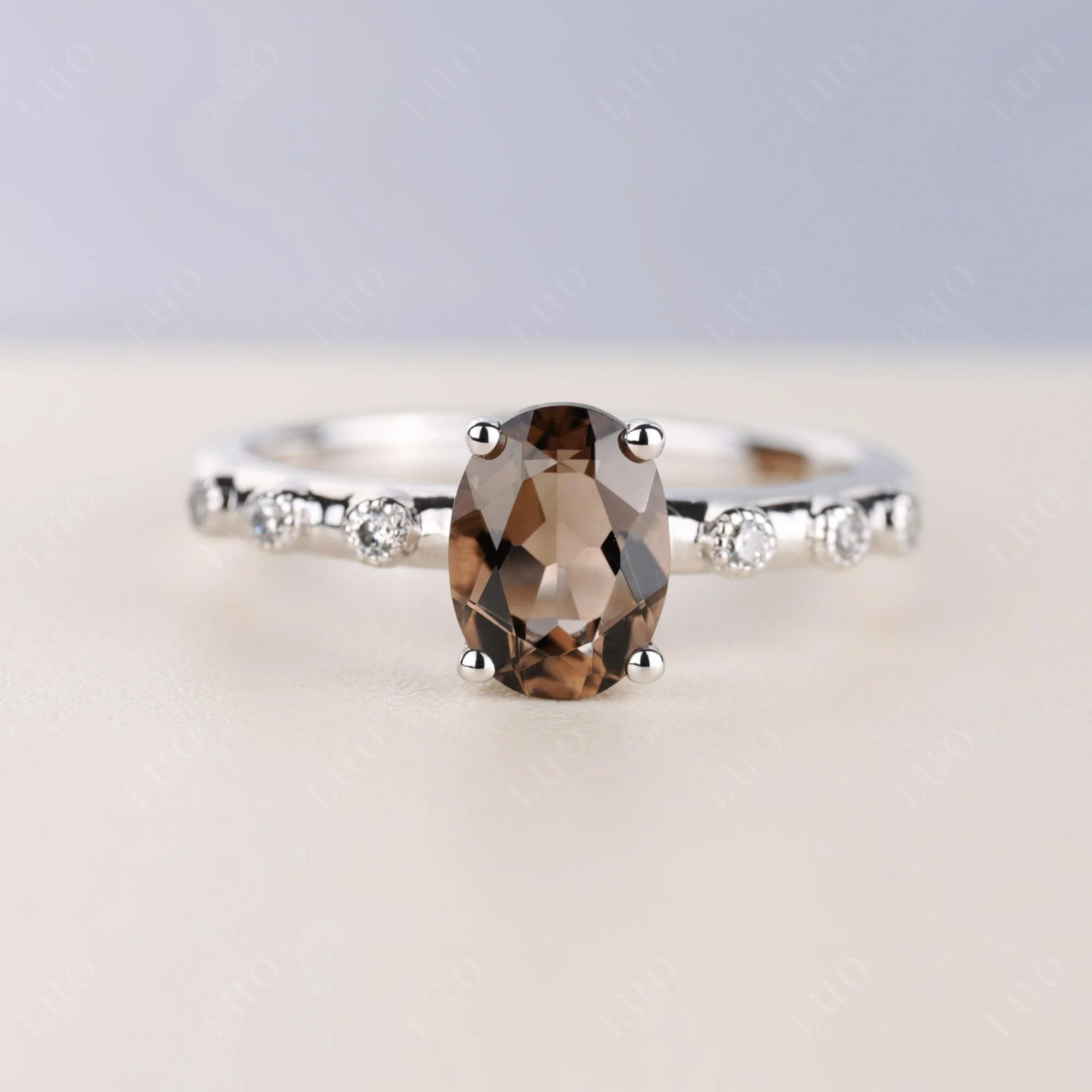 Antique Oval Cut Smoky Quartz Ring