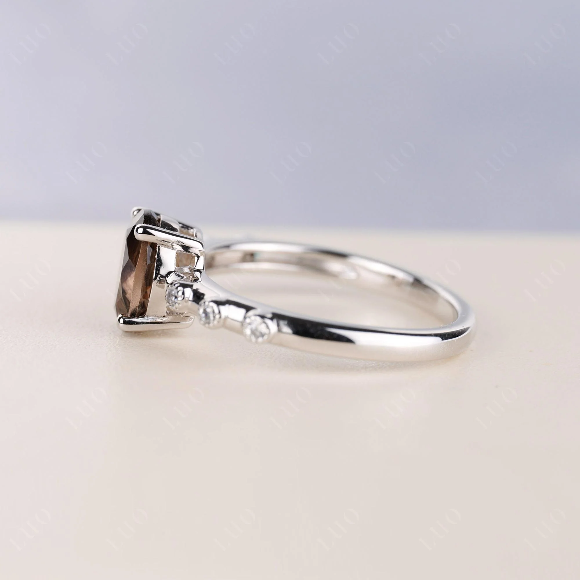 Antique Oval Cut Smoky Quartz Ring - Image 3