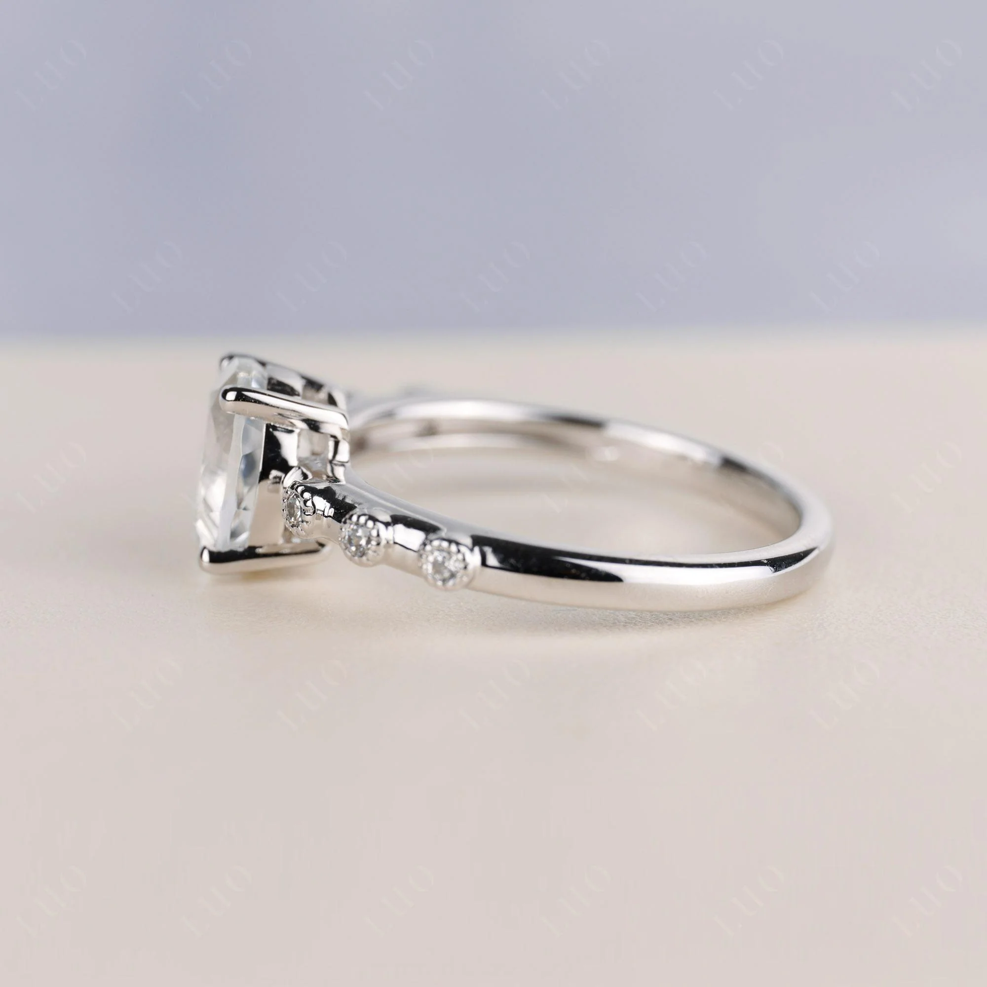 Antique Oval Cut White Topaz Ring - Image 3