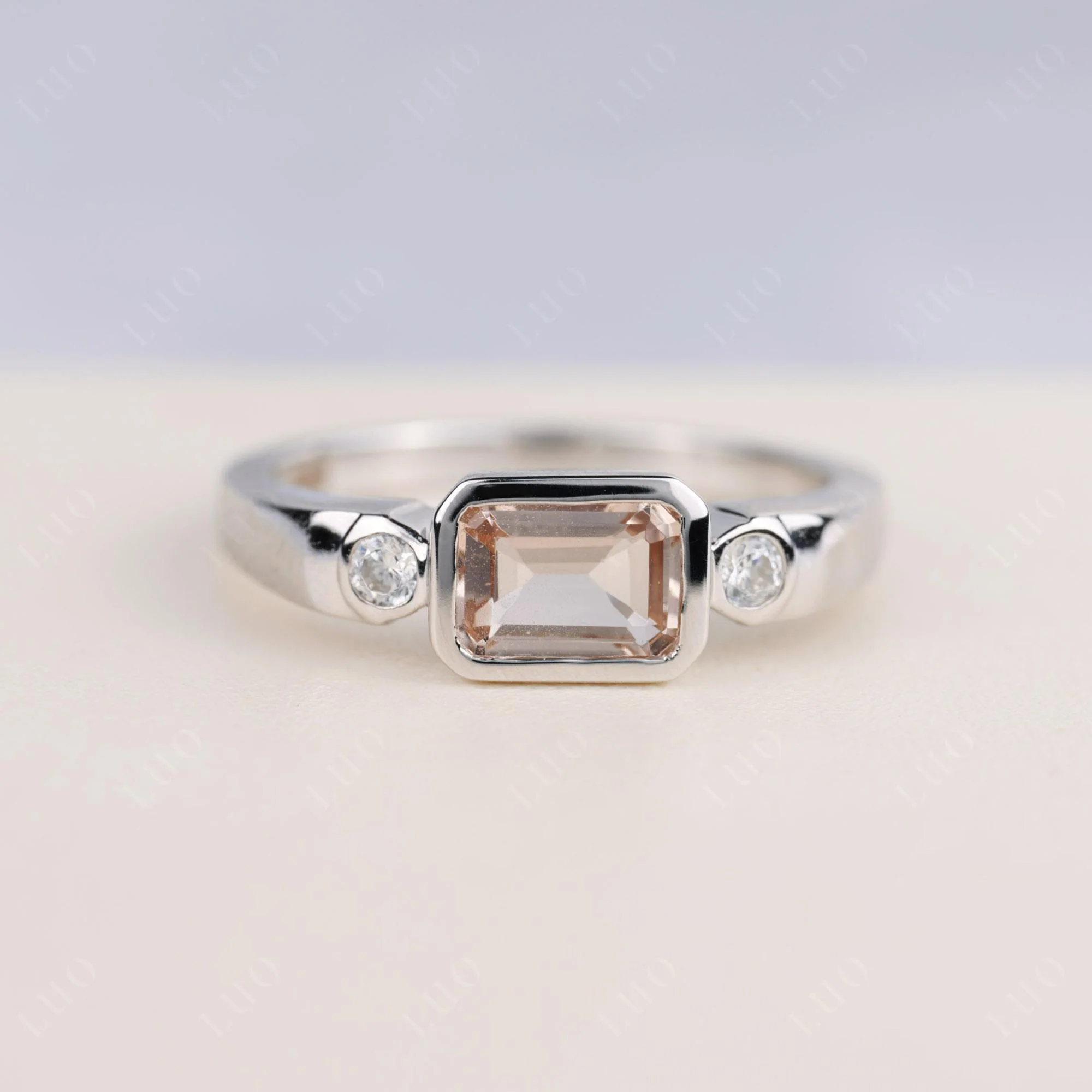 Antique Style Morganite East West Ring