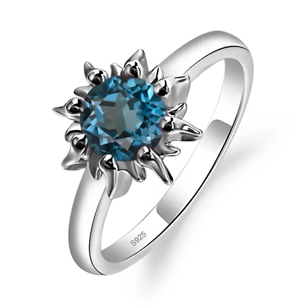 London Blue Topaz Sunburst Ring - Image 2