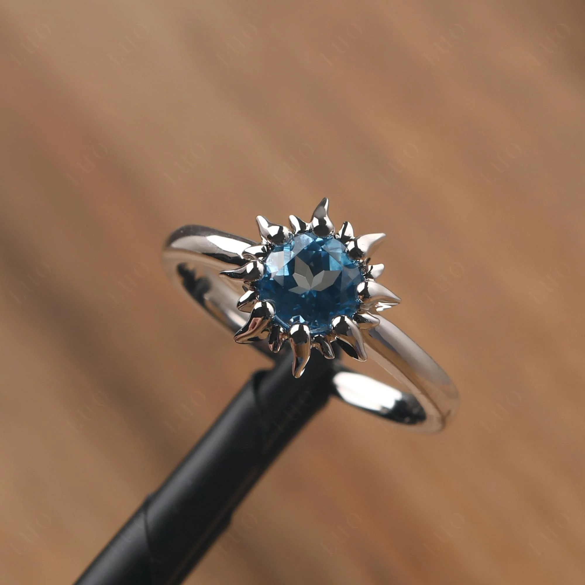 Swiss Blue Topaz Sunburst Ring - Image 10