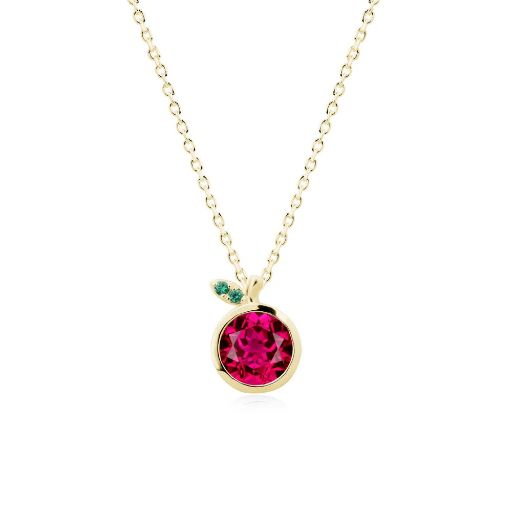 Apple Inspired Round Ruby Pendant Necklace - Image 6