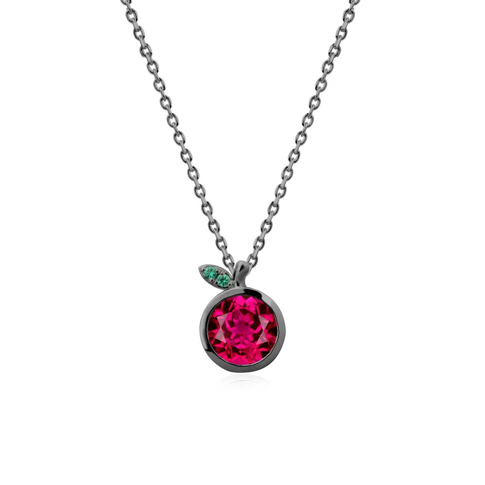 Apple Inspired Round Ruby Pendant Necklace - Image 7