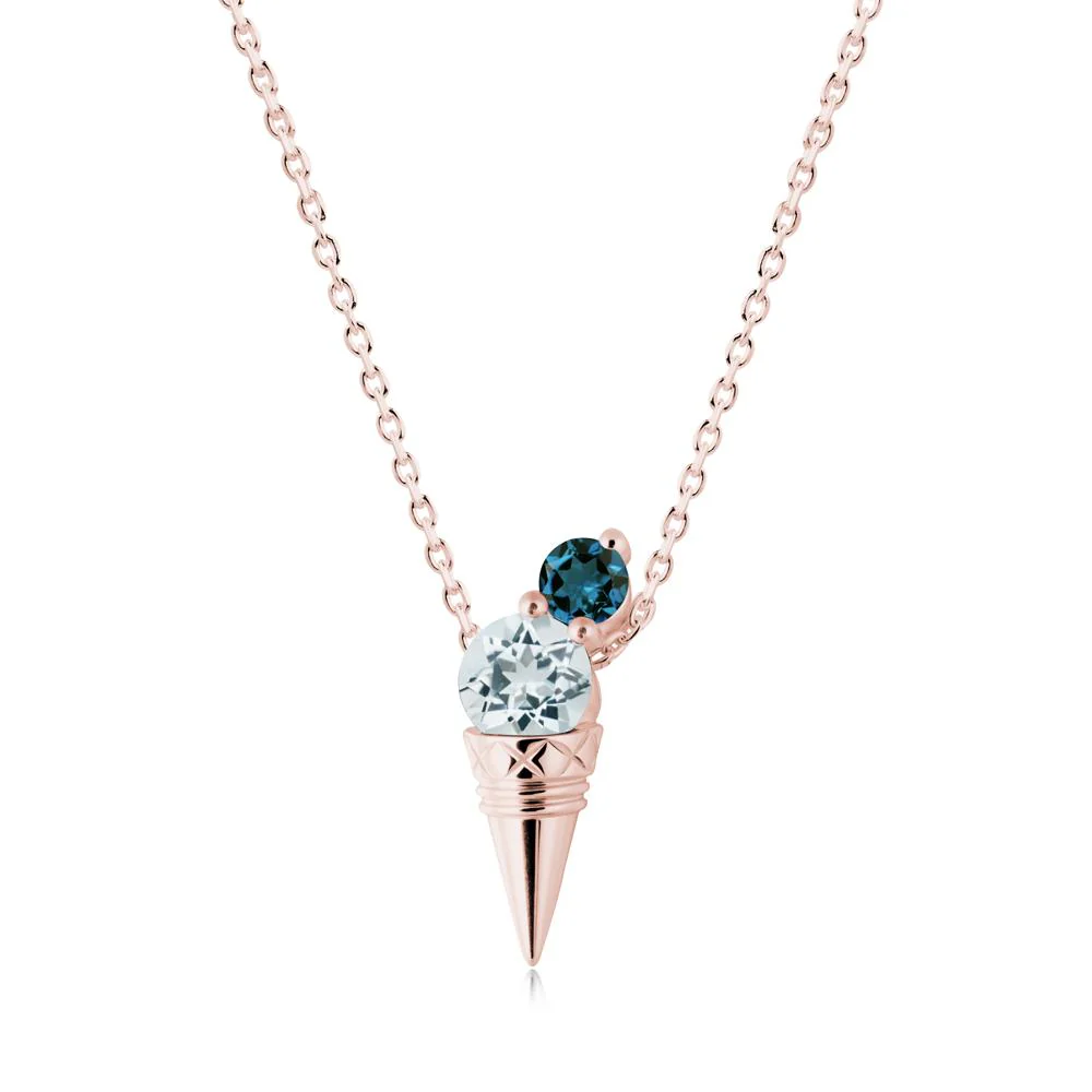 Aquamarine and London Blue Topaz Toi Et Moi Necklace - Image 2