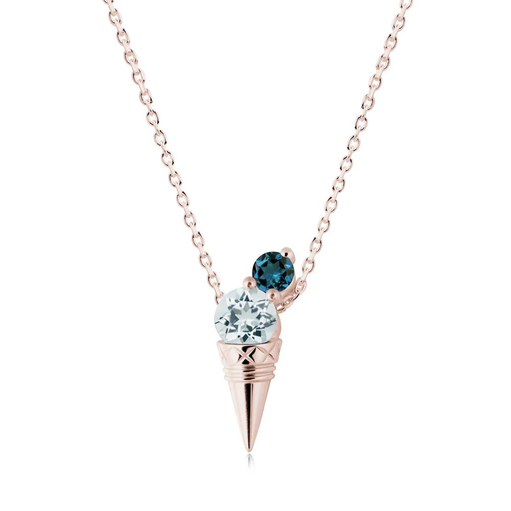 Aquamarine and London Blue Topaz Toi Et Moi Necklace - Image 3