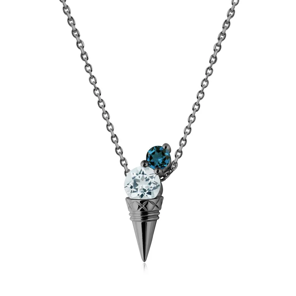 Aquamarine and London Blue Topaz Toi Et Moi Necklace - Image 5