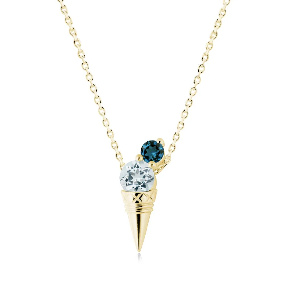 Aquamarine and London Blue Topaz Toi Et Moi Necklace - Image 6