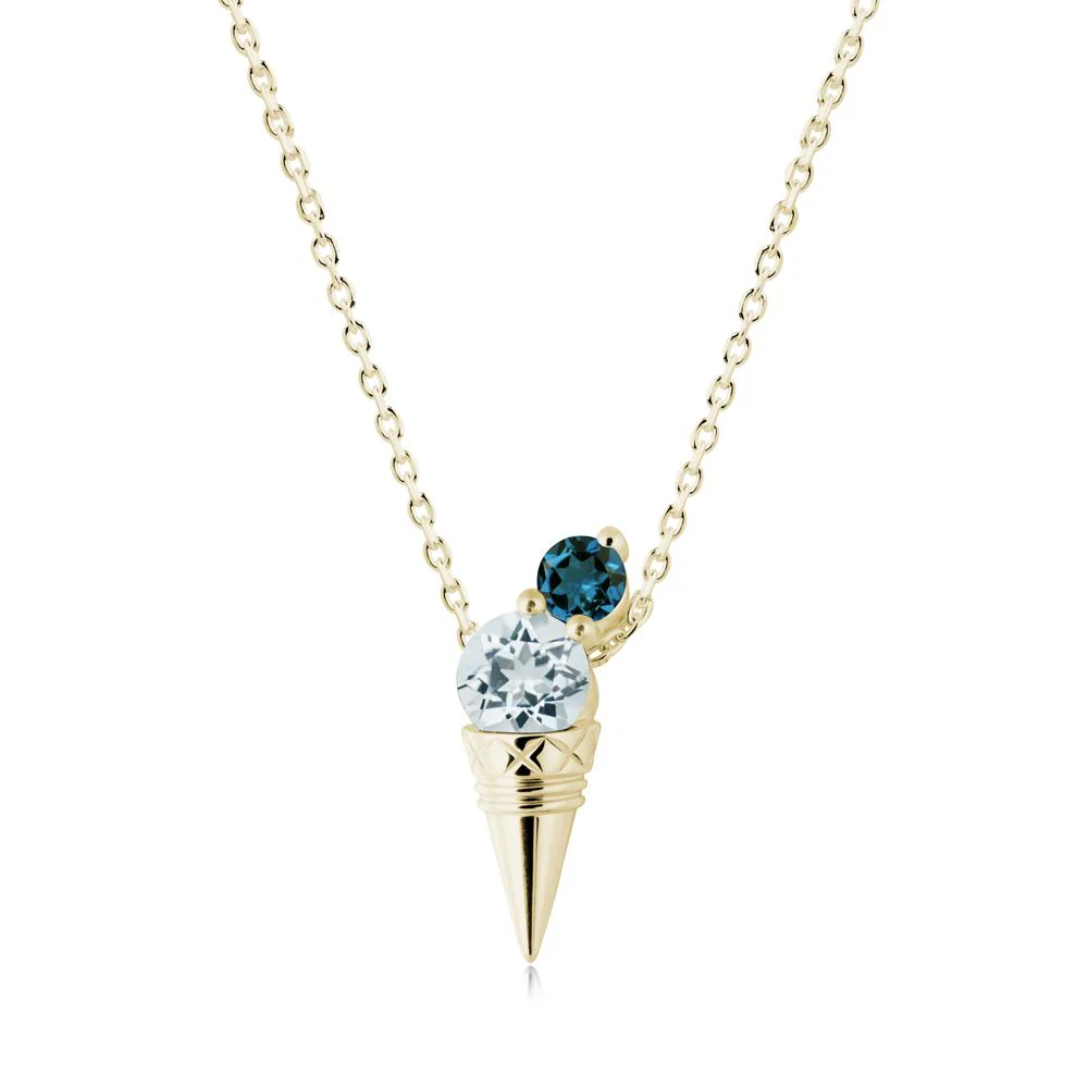 Aquamarine and London Blue Topaz Toi Et Moi Necklace - Image 7