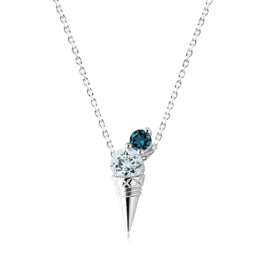 Aquamarine and London Blue Topaz Toi Et Moi Necklace - Image 9