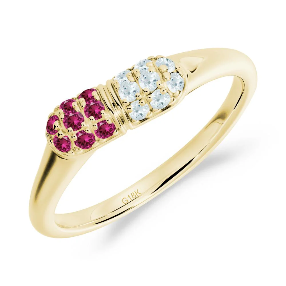 Aquamarine and Ruby Cluster Ring for Nurses Day - Image 4
