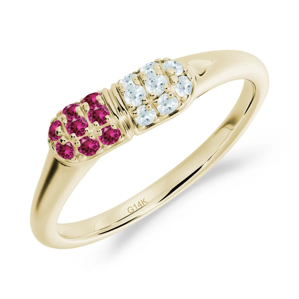 Aquamarine and Ruby Cluster Ring for Nurses Day - Image 5