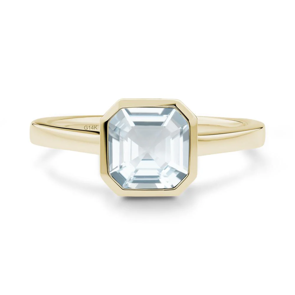 Aquamarine Asscher Bezel Ring