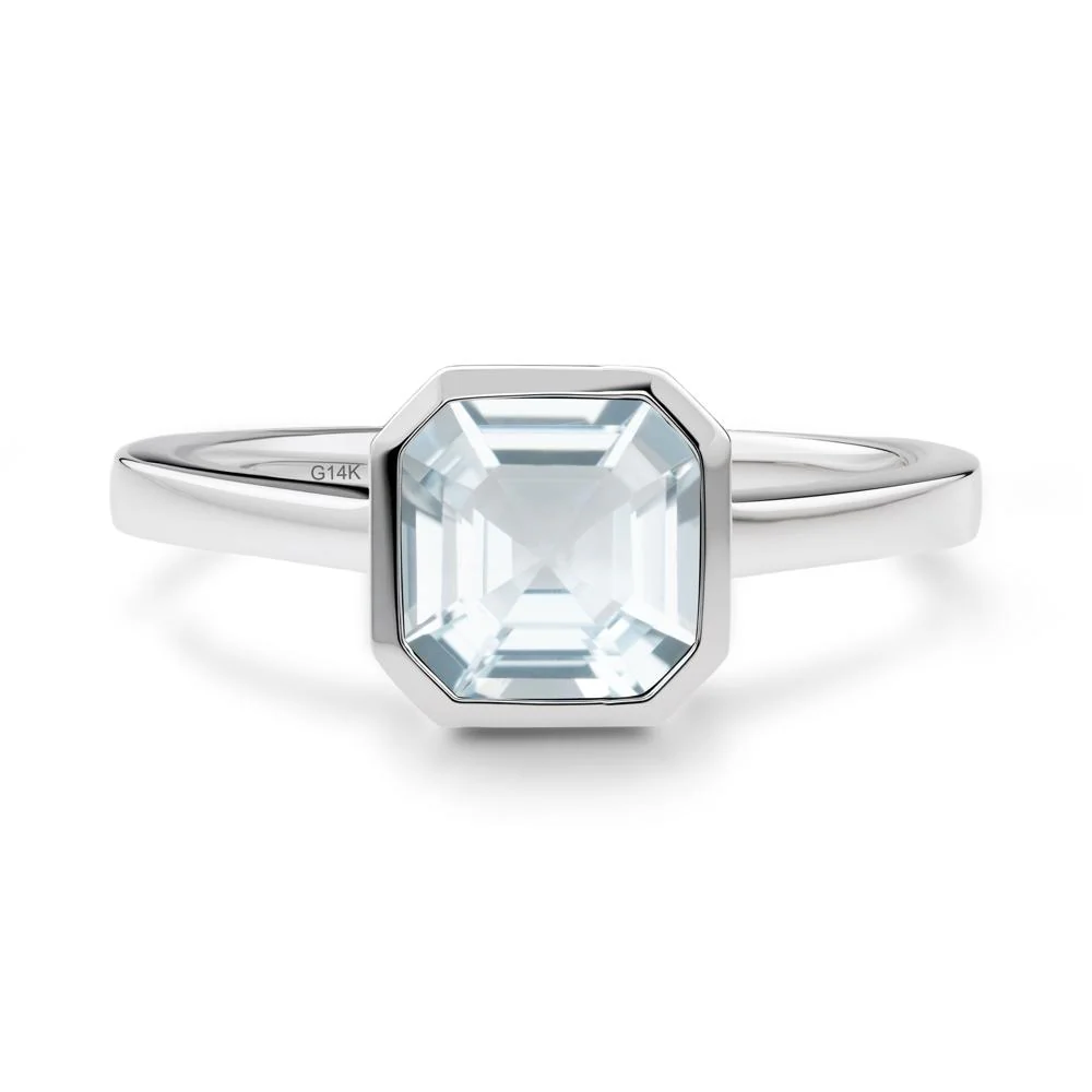 Aquamarine Asscher Bezel Ring - Image 4