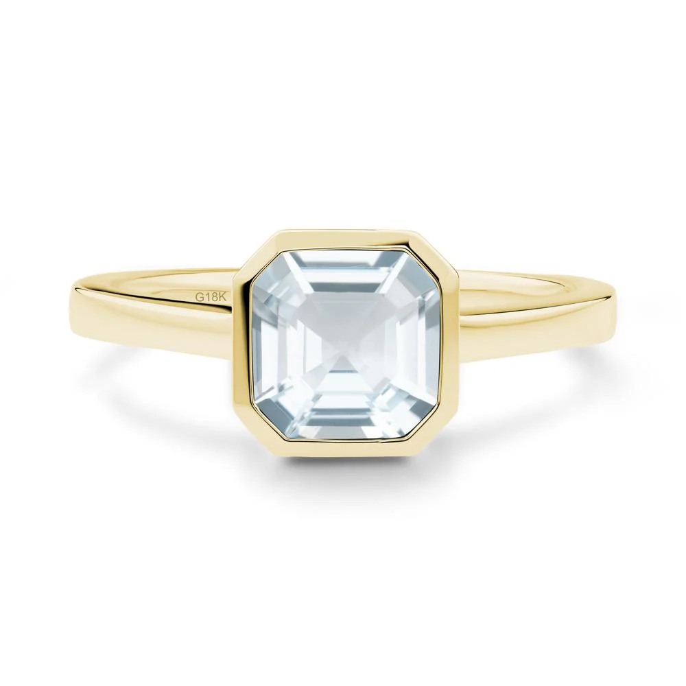 Aquamarine Asscher Bezel Ring - Image 5
