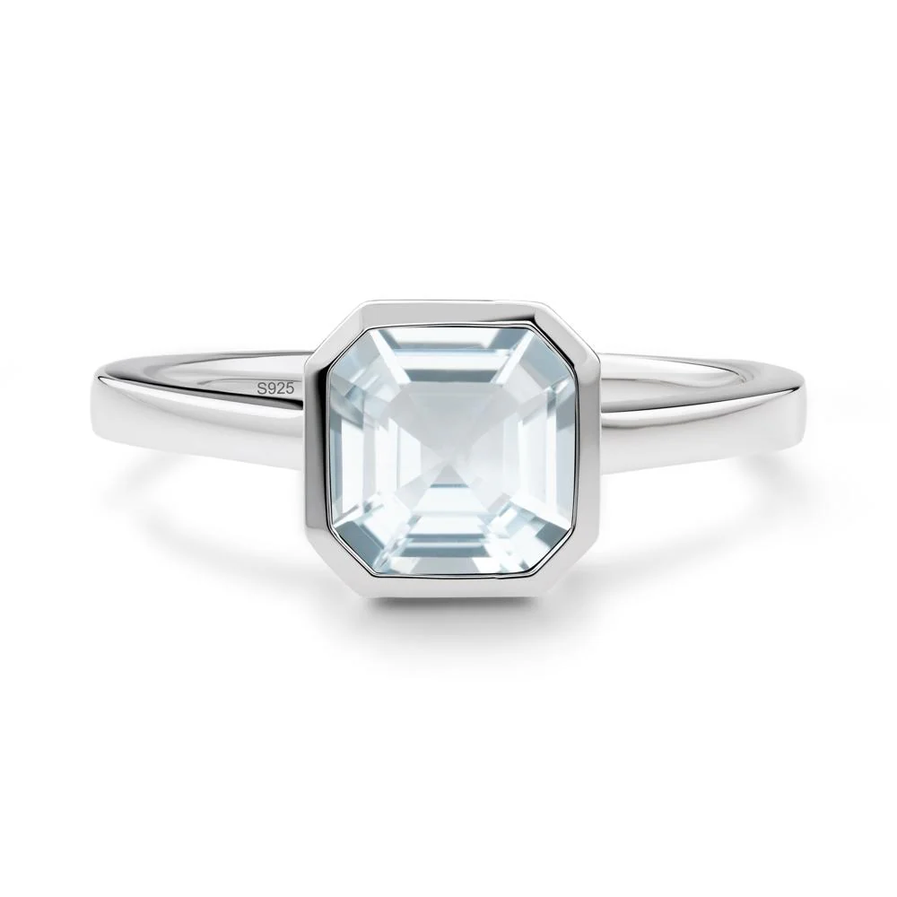 Aquamarine Asscher Bezel Ring - Image 8