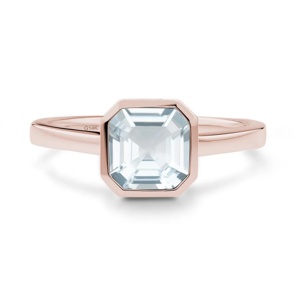 Aquamarine Asscher Bezel Ring - Image 9