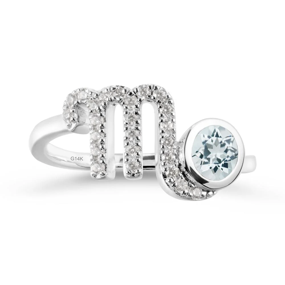 Aquamarine Bypass Scorpio Zodiac Ring-Resourceful & Brave - Image 3