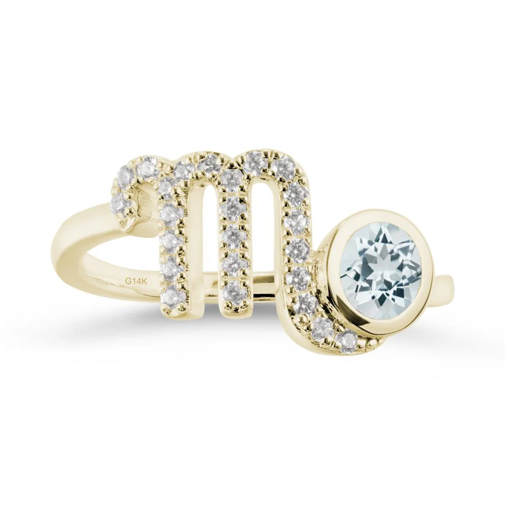 Aquamarine Bypass Scorpio Zodiac Ring-Resourceful & Brave - Image 4