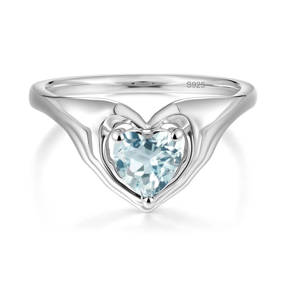 Aquamarine Claddagh Promise Ring - Image 2