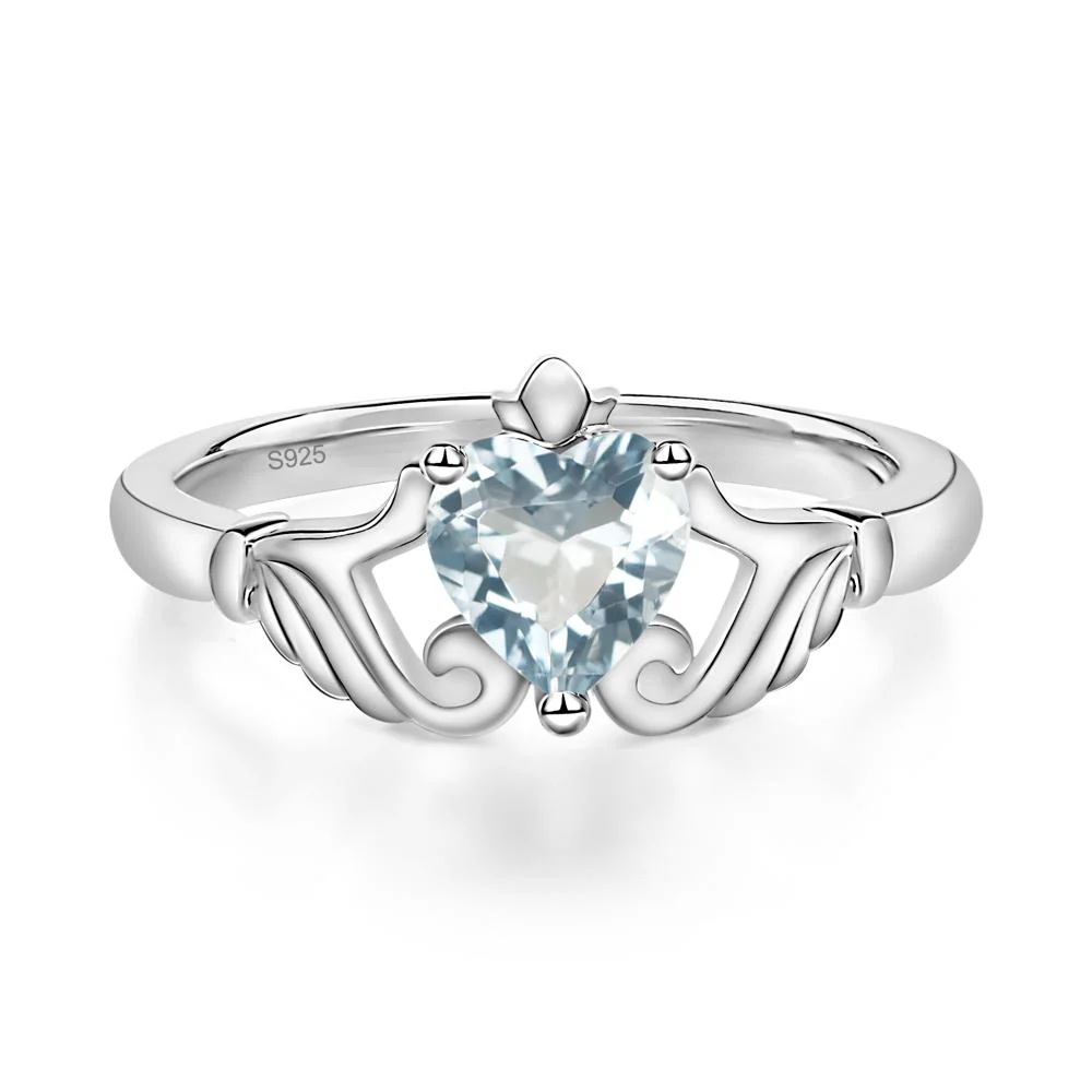 Aquamarine Claddagh Engagement Ring