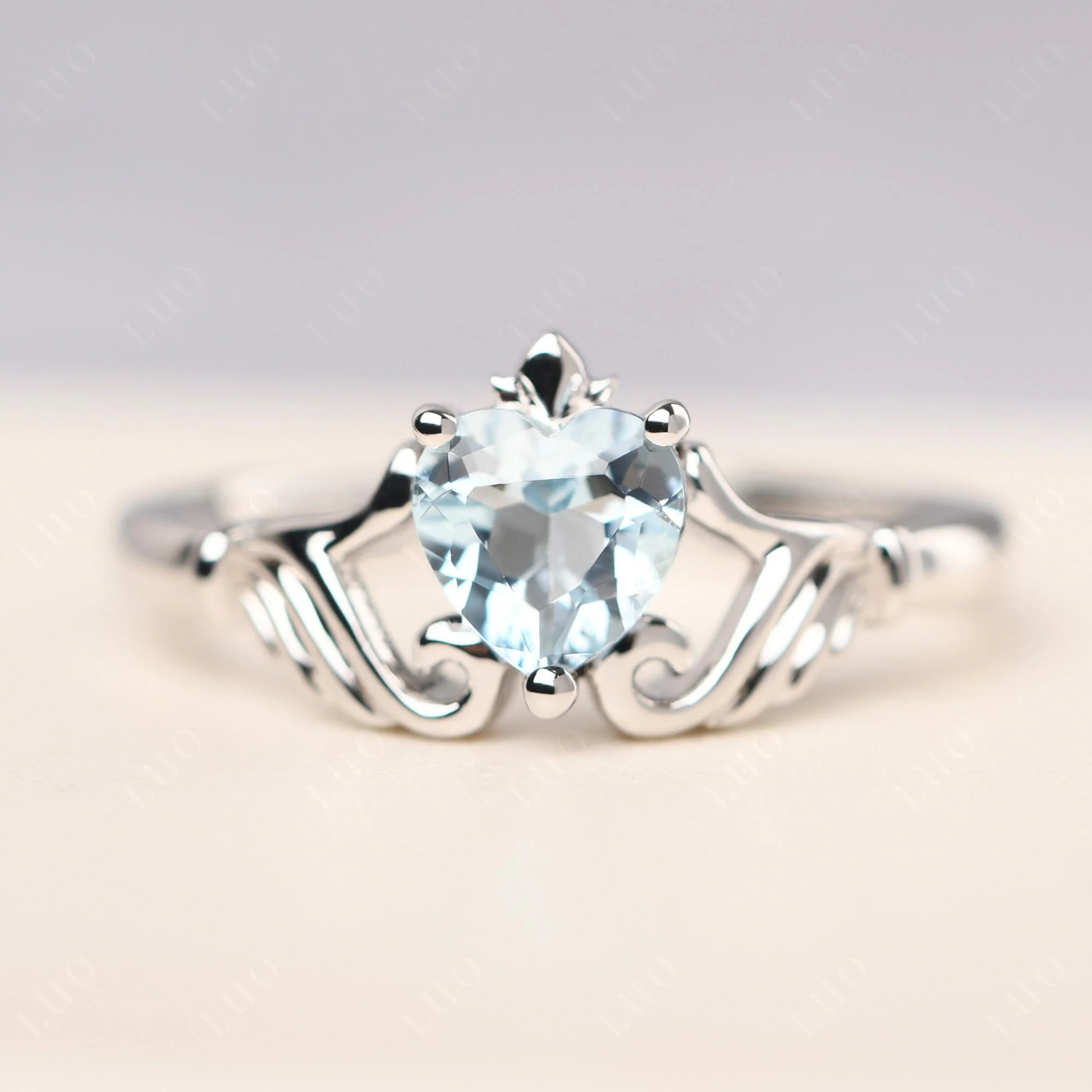 Aquamarine Claddagh Engagement Ring - Image 29