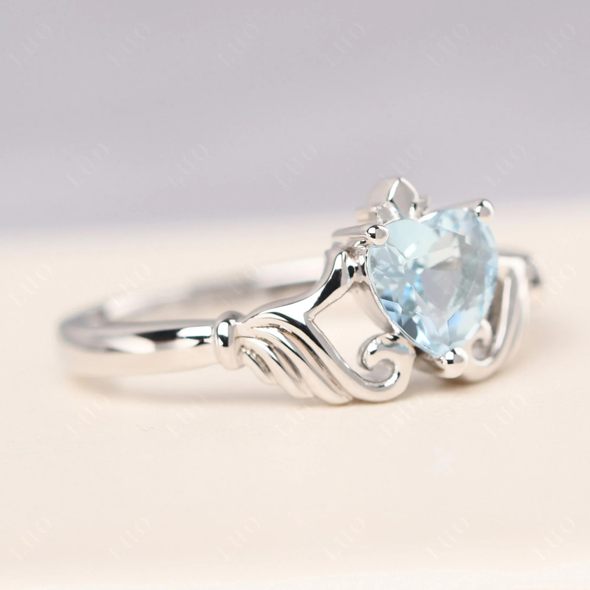 Aquamarine Claddagh Engagement Ring - Image 30