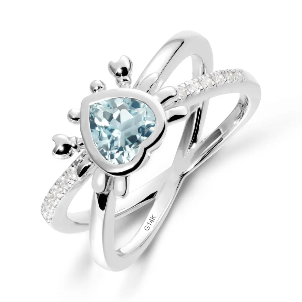 Aquamarine Criss Cross Double Band Crab Ring