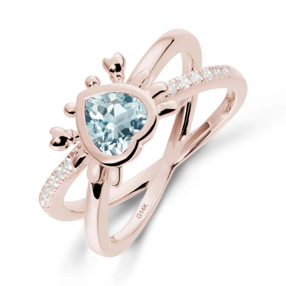 Aquamarine Criss Cross Double Band Crab Ring - Image 2