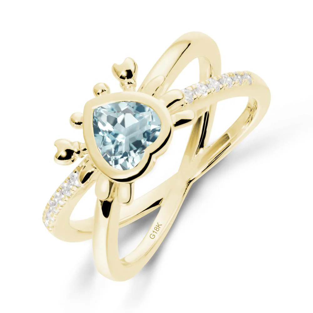 Aquamarine Criss Cross Double Band Crab Ring - Image 6