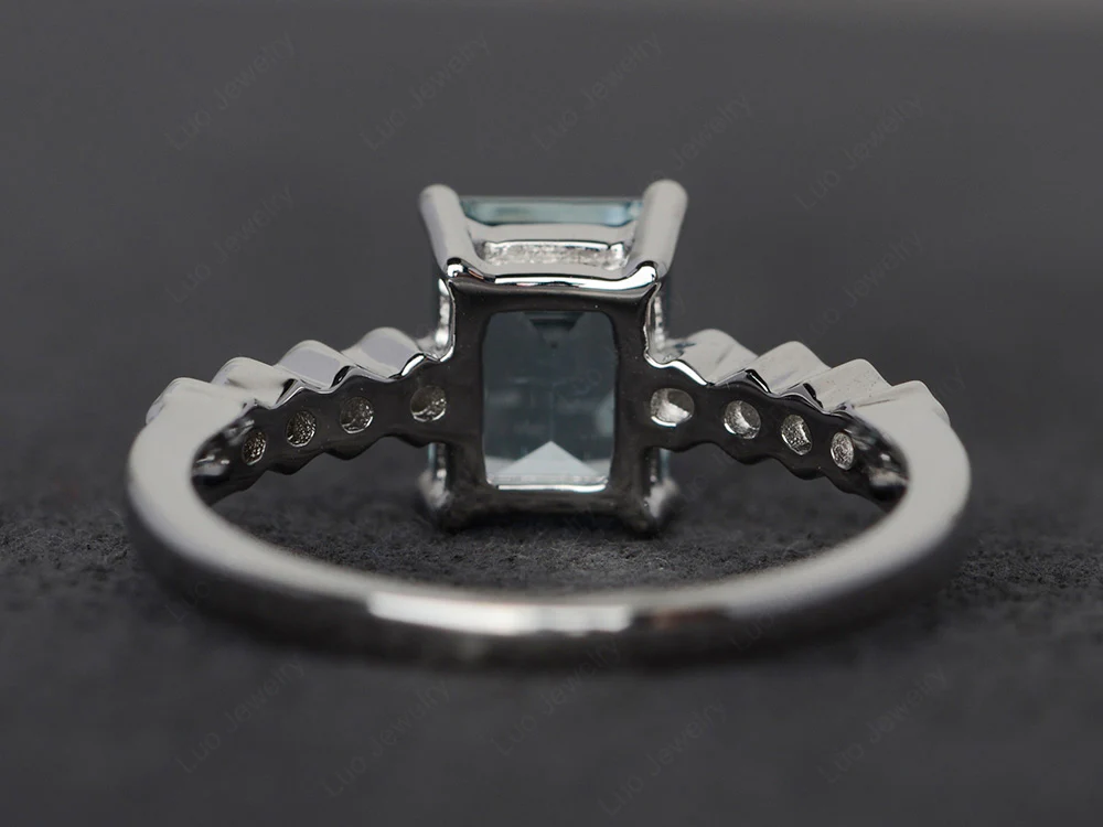 Aquamarine Engagement Honeycomb Ring - Image 3