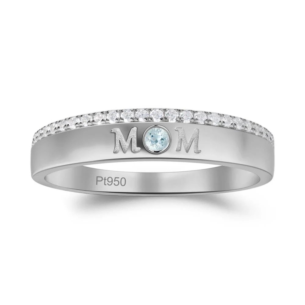 Aquamarine Eternity Mother's Ring - Image 6
