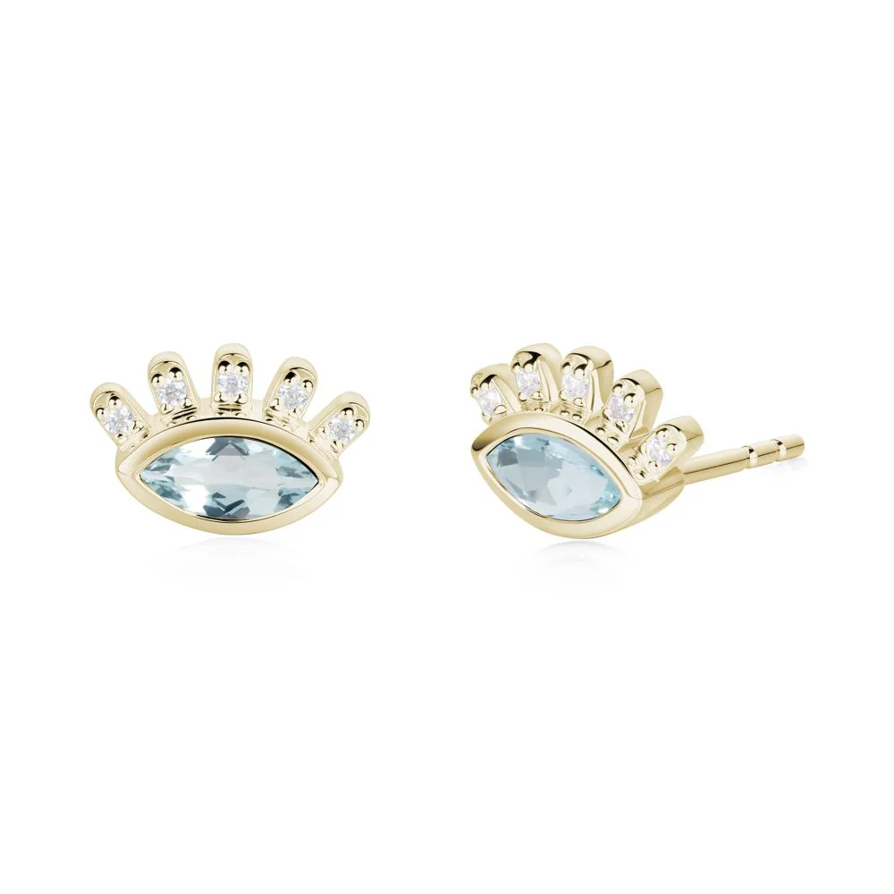 Aquamarine Evil Eye Stud Earrings - Image 7