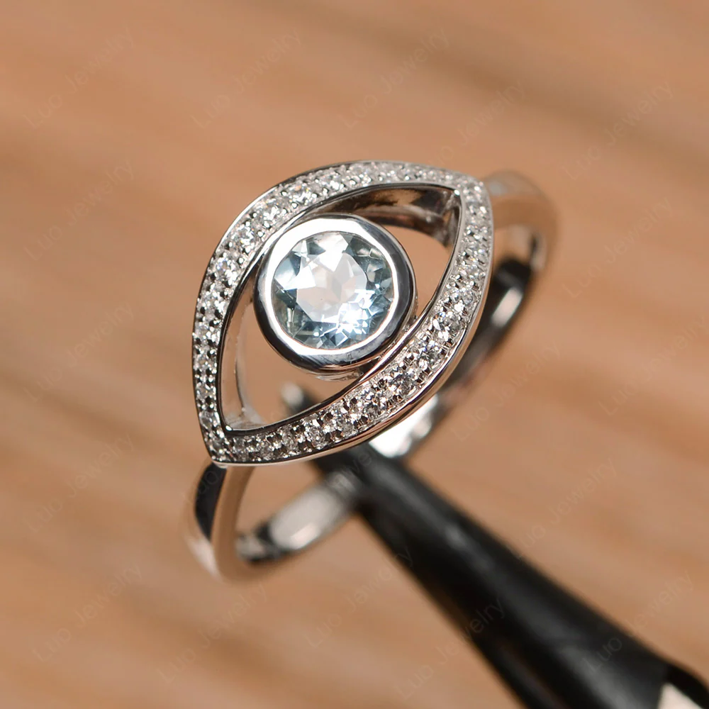 Aquamarine Evil Eye Ring - Image 2