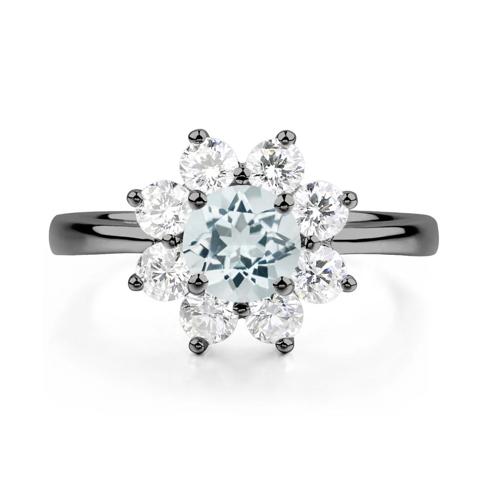 Aquamarine Sunburst Engagement Ring - Image 2