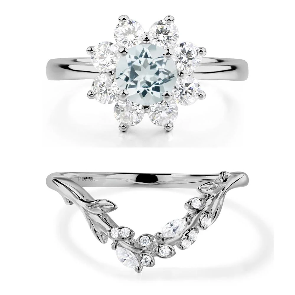 Aquamarine Sunburst Engagement Ring - Image 25