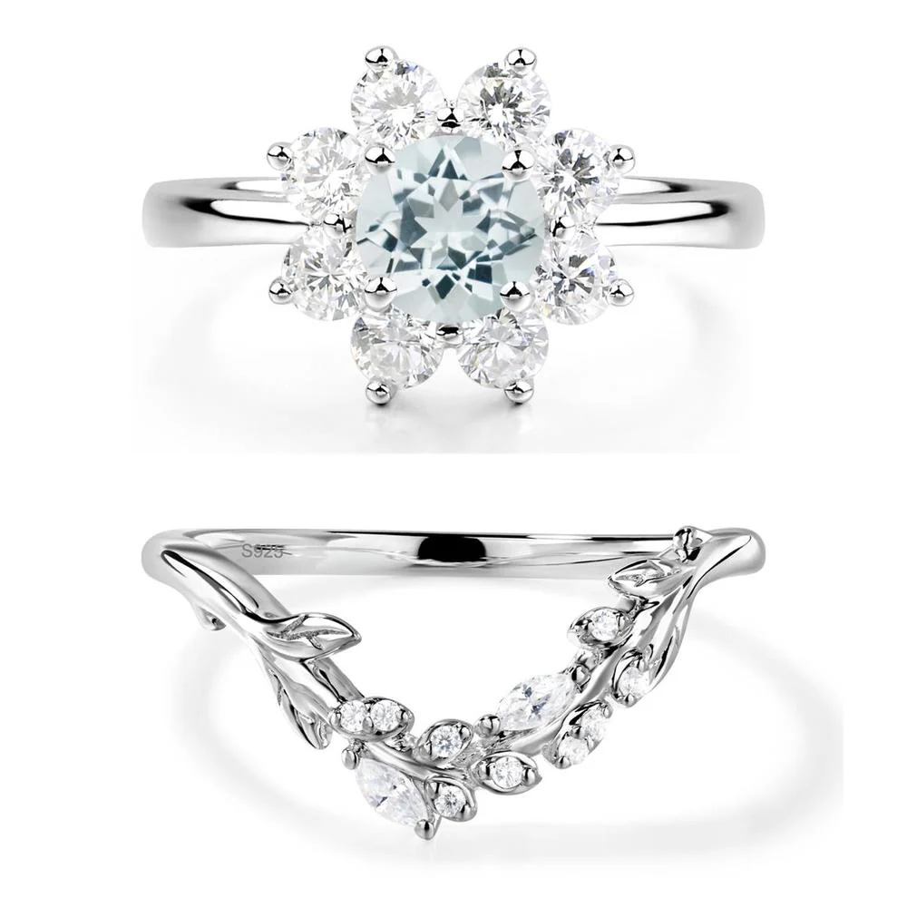 Aquamarine Sunburst Engagement Ring - Image 27
