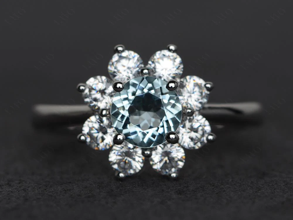 Aquamarine Sunburst Engagement Ring - Image 29
