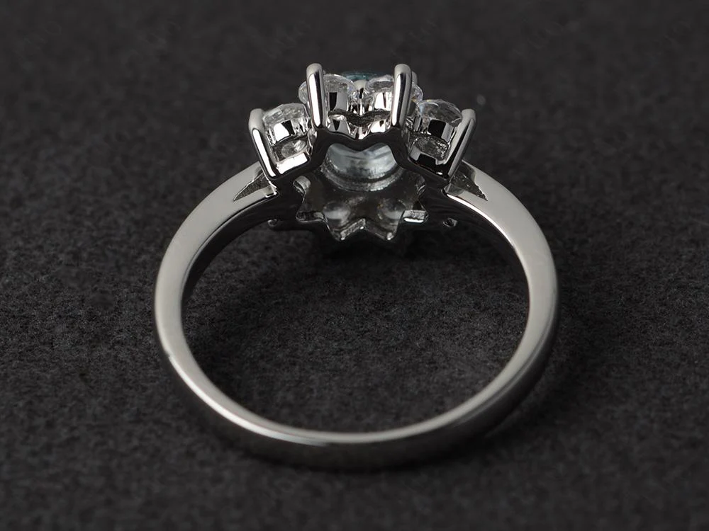 Aquamarine Sunburst Engagement Ring - Image 31