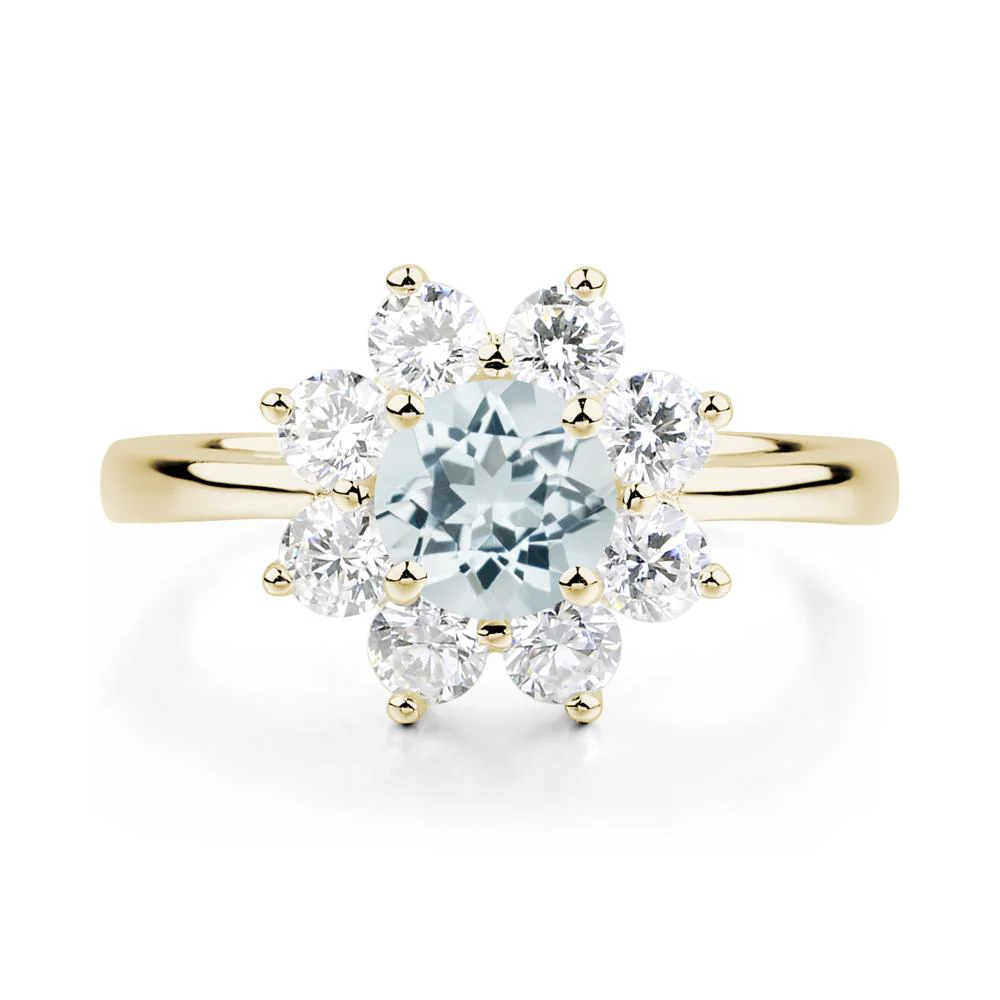Aquamarine Sunburst Engagement Ring - Image 4