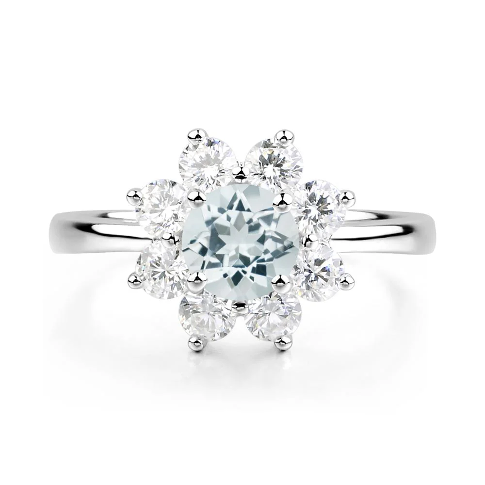 Aquamarine Sunburst Engagement Ring - Image 6