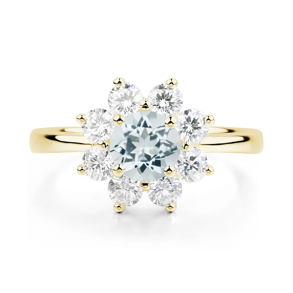 Aquamarine Sunburst Engagement Ring - Image 7