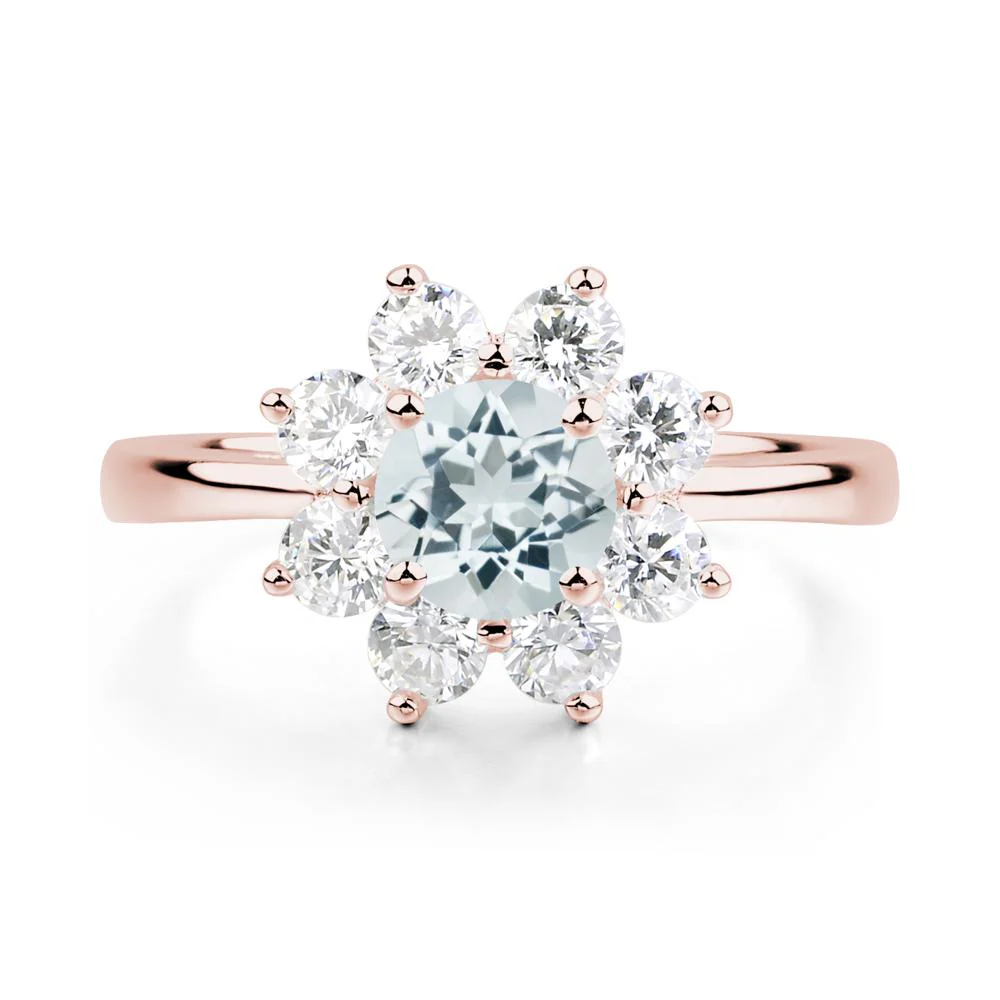 Aquamarine Sunburst Engagement Ring - Image 8