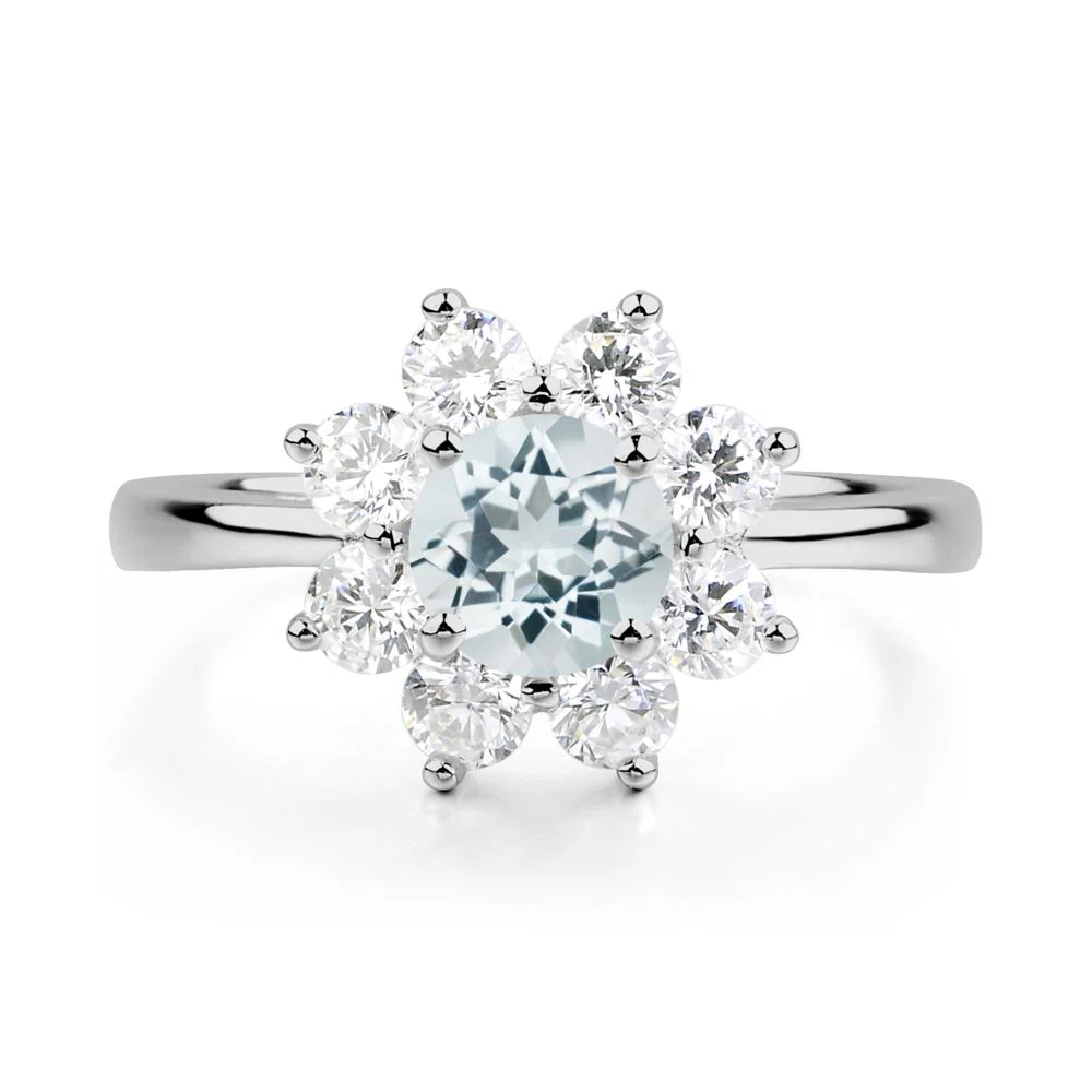 Aquamarine Sunburst Engagement Ring - Image 9
