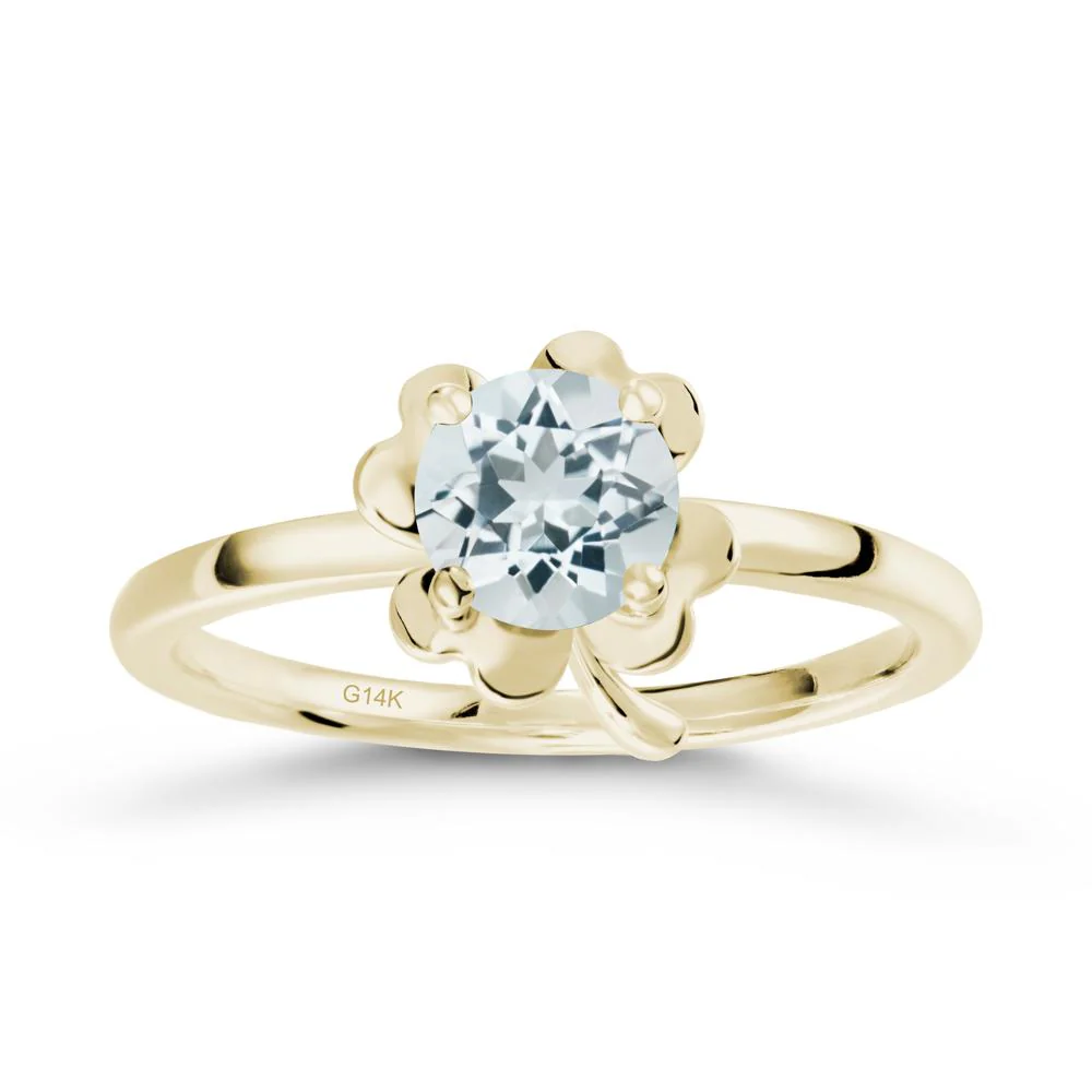 Aquamarine Four Leaf Clover Creative Ring